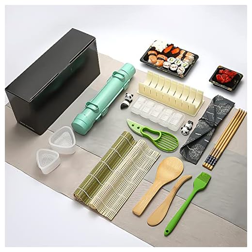 Sushi Maker 18 piezas Kit Sushi Maquina Sushi Kit Sushi para Principiantes con Alfombrilla de Sushi Palillos Rebanador de Aguacate Paleta Esparcidor Cuchillo Soporte para Palillos