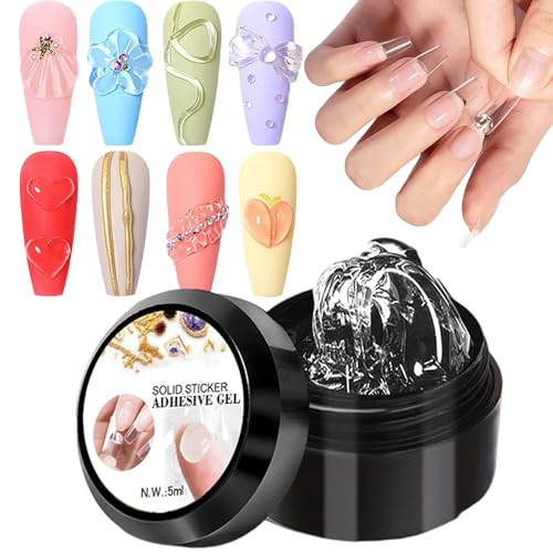 Fierudeng Gel Para Uñas 3D,Pegamento Moldeado Sin Agua 3D | Gel Para Estilar Punta Francesa | Para Cristales Flores Charm Estampado Salon Diseños Franceses