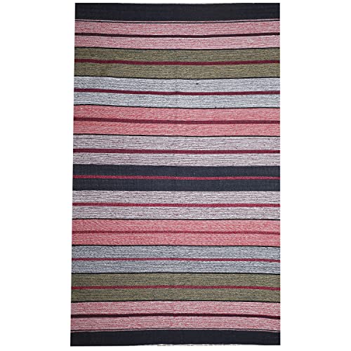 Image of 100% Cotton Dhurrie 4x6 Feet, Handmade Living Room Carpet, Area Rug
