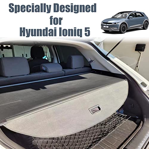 Image of Cargo Cover for Hyundai Ioniq 5 Accessories 2026 2025-2022, Leather Retractable Trunk Cover Security Shielding Shade for Ioniq 5 Accessories Privacy Screen Luggage Shield Shade