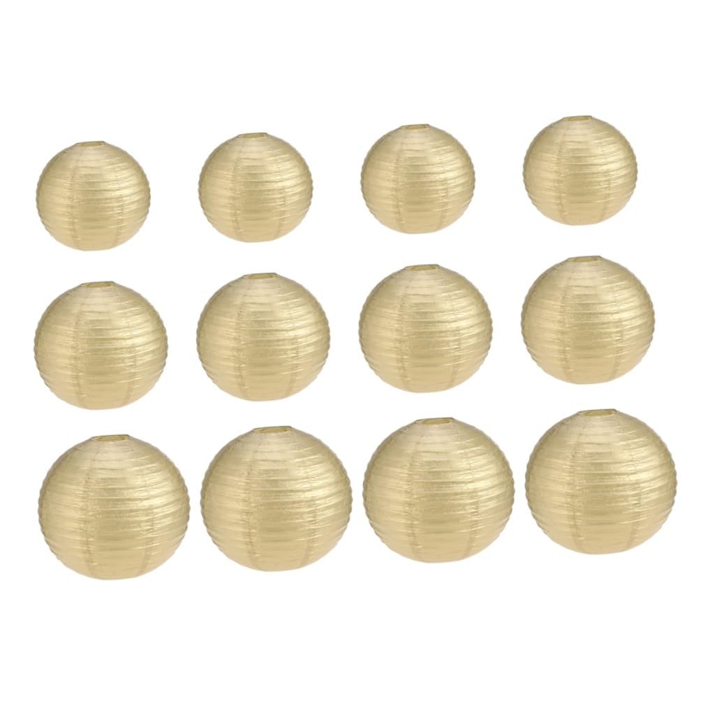 Toddmomy 12 Pezzi Lanterne di Carta Rotonde Pieghevoli da Appendere in Carta e Metallo per Decorazioni Matrimonio e Feste Design Elegante e Dimensioni Miste
