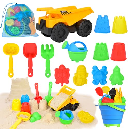 14Stück Sandspielzeug Strandspielzeug Junge mit Faltbarer Eimer Kinder...