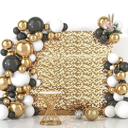 Miniatura 3 de Kate Telón De Fondo Brillante Con Lentejuelas Para Decoración De Fiestas, Cumpleaños Y Bodas, 24 Unidades, Color Dorado