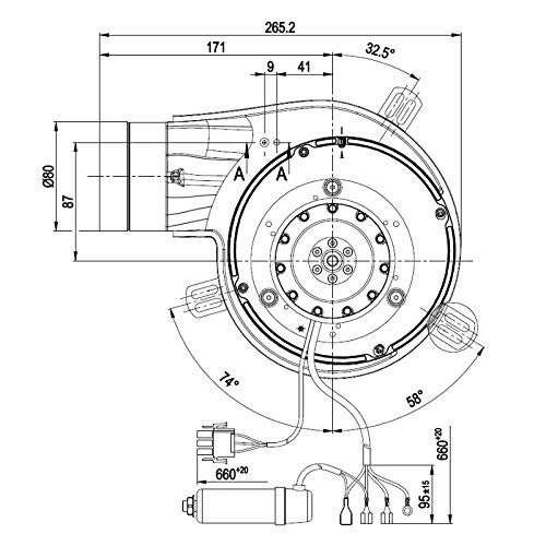 Easyricambi Extractor aspirador de humos EBM G2E150-DN91-12 para estufa de pellets con Encoder