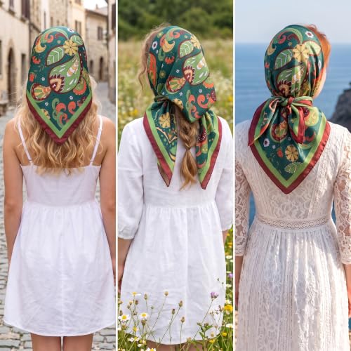 Image of Ravaiyaa - Attitude is everything Women Printed Silk Bandana 21 x 21 Inch Square Headband & Hair Wrap, Soft & Versatile | Fashion Neck Wrap