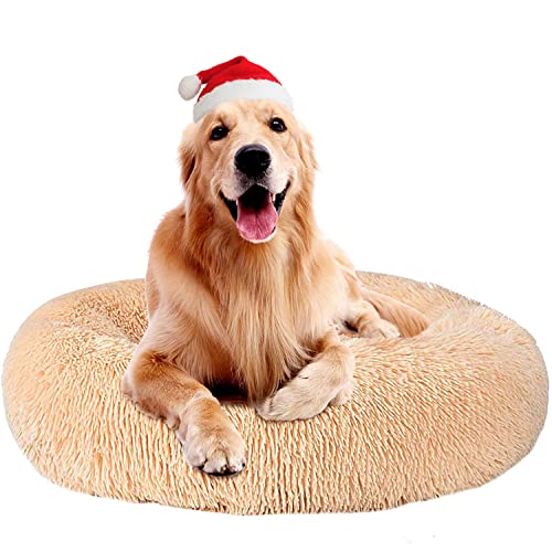 Cozywind Cama para Perros y Gatos,Mascotas Calentito Cojín Redondo Suave de Felpa (70, Beige)
