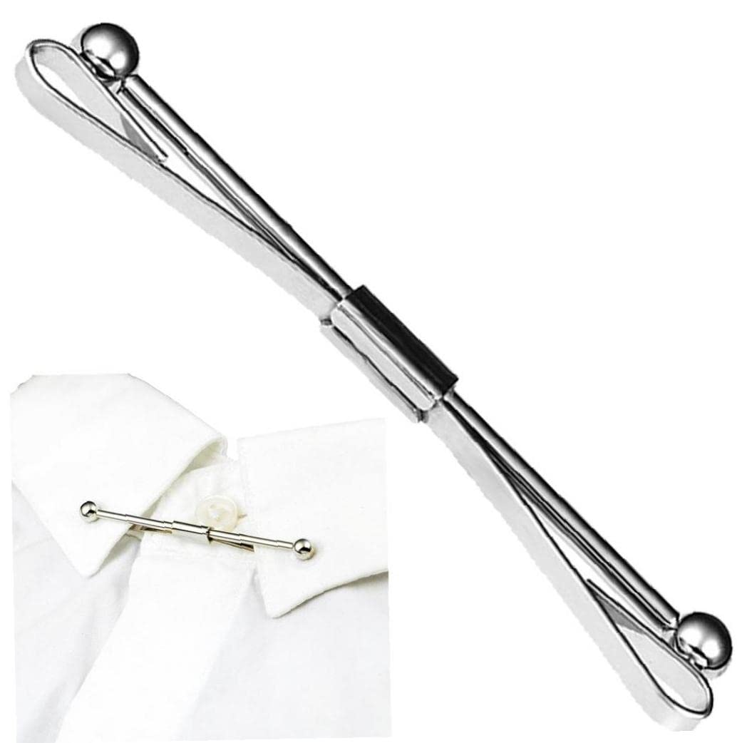 Haowul Men's Classic Tie Clips Shirt Collar Clip Collar Bar for Necktie, Metal Necktie Bar Pinch Clips Tie Pins