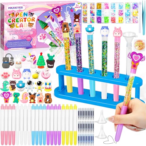 MKAKYES Laboratorio de Boligrafos, Kit de Creación de Bolígrafos con 82 Accesorios, Manualidades Niña 8 Años, Juego Creativo, Regalos Originales para Niños y Niñas de 5 6 7 8 9 10 11 12 años