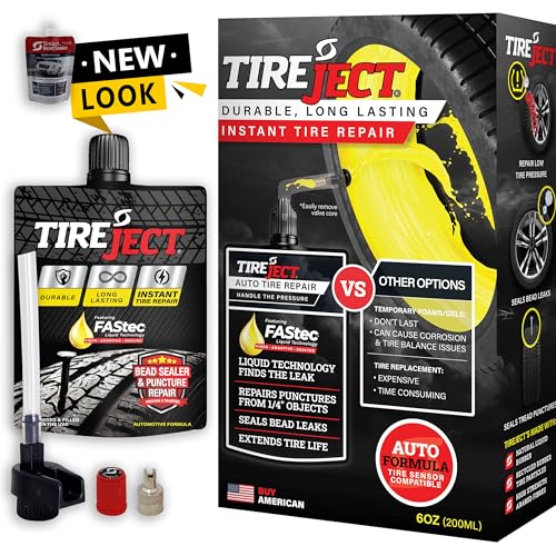 TireJect Automotive Sedan/Crossover/Truck 2-in-1 Tire Sealant & Bead Sealer Kit for tire repair of leaks and punctures