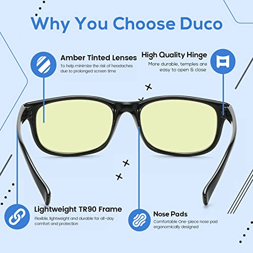 Image of DUCO Blue Light Glasses Blue Ray Blocking Glasses Computer Gaming Glasses with Amber Lens 8016