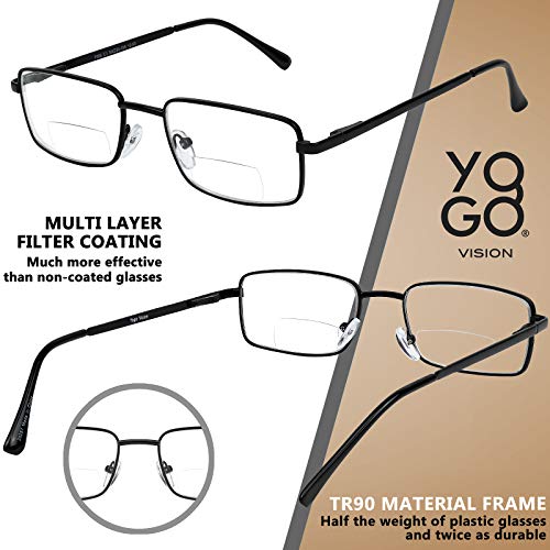 Yogo Vision SC-7506-+1.75 Bifocal Reading Glasses 2 Pack Metal Full Rim Readers Rectangle Glasses thumb #4