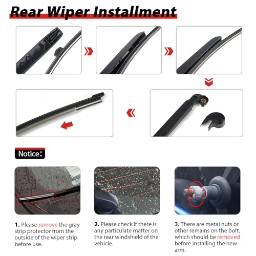 Image of OTUAYAUTO Rear Windshield Wiper Replacement for Audi Q3 2015-2024 Back Wiper Arm and Blade Assembly