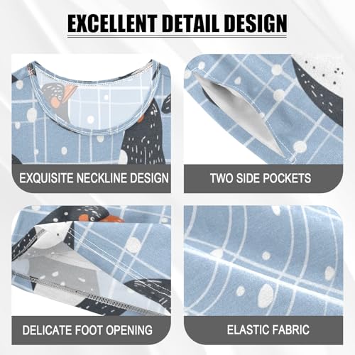 Penguins Blue Lattice Kids Pjs Set Boys Girls Summer Short-Sleeve Sleepwear Pajamas 2PCS4