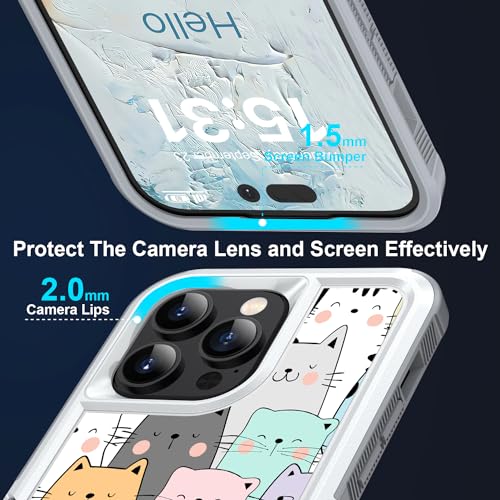Candykisscase Case for iPhone 14 Pro, Cute Cats Funny Pattern Shock-Absorption Hard PC and Inner Silicone Hybrid Dual Layer Armor Defender Case for Apple iPhone 14 Pro - image 5