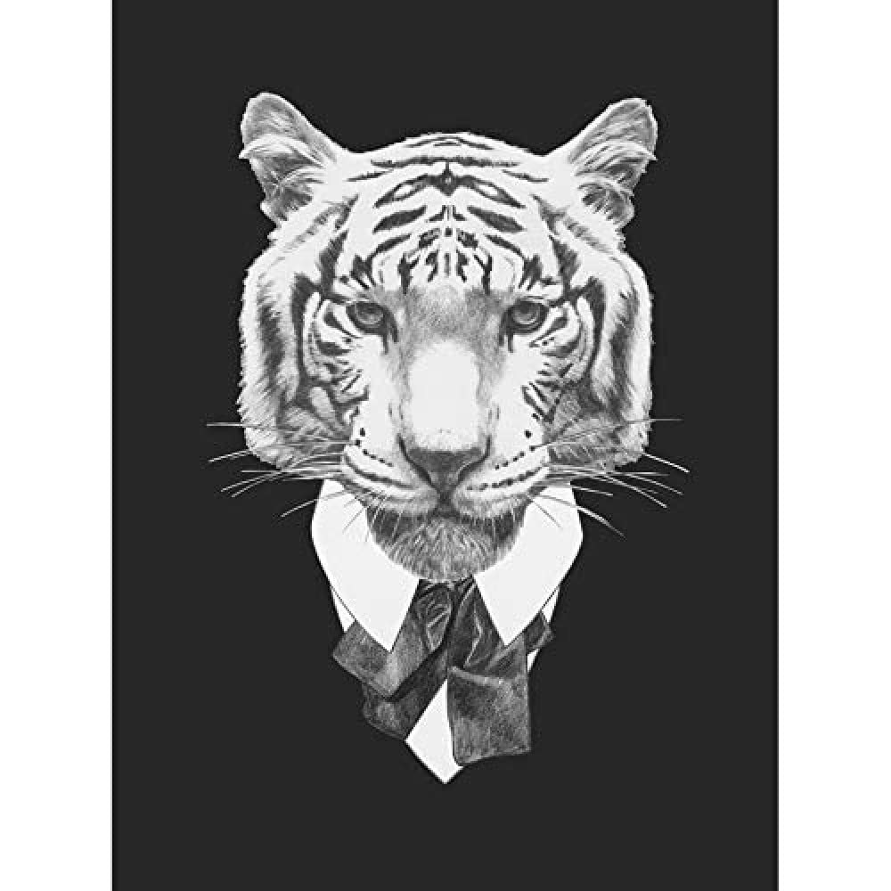 Wee Blue Coo Bow Tie Tiger Drawing Unframed Art Print Poster Wall Decor 12x16 inch
