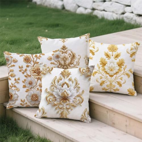 Housse coussin extérieur imperméable fleurs pour salon de jardin