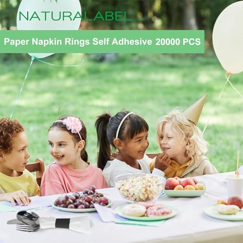 Image of NATURALABEL Bulk Pack of 20,000, Self-Adhesive Napkin Bands for Small Business, Restaurants, Events - 10 Boxes, 2000 per Box (Black)