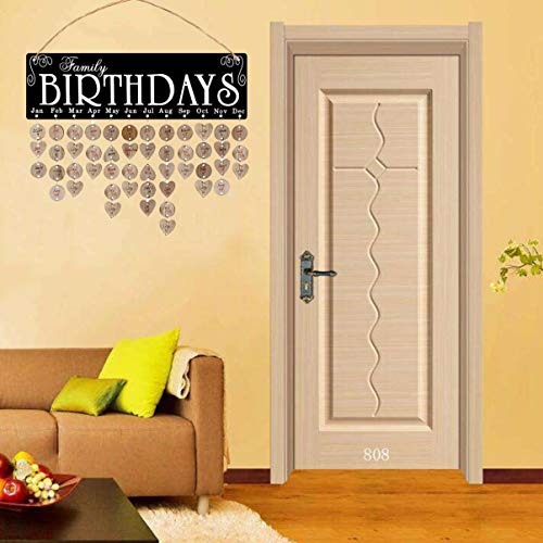 Garneck Houten Familie Verjaardagskalender Muur Opknoping Verjaardag Herinnering Board Plaque Diy Verjaardag Tracker Gift Voor Mam Papa Vrienden Home Decor (Rood) - Image 3