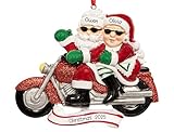 UniqXmas Personalized Our First Christmas Together Ornament 2025 | Customized Mr and Mrs Santa Couple on Motorcycle for Xmas Tree | New Family of 2 Dating Love Keepsake Gift | Custom Name & Year