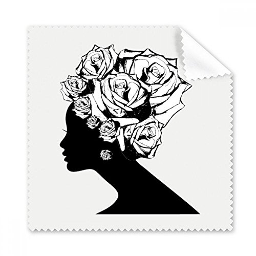 Chiffon de nettoyage pour lunettes motif plante rose noir et blanc lot de 5 essuie-écrans microfibre