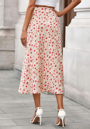 Image of BTFBM Satin Skirts for Women Trendy 2026 Summer Fall | High Waisted A-Line Leopard Print,Floral Print, Business Casual,Cocktail,Wedding Guest,Long Silk Midi Skirt
