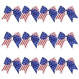 8 Inch Cheerleader Bows Ponytail Holder Cheerleading Bows Independence Day Hair Tie(America Flag)