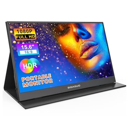 BIGASUO Portable Monitor, 15.6'' 1080P FHD Portable Monitor for Laptop, USB-C HDMI Computer Display HDR, Ultra-Slim IPS Gaming Monitor with Smart Cover for Laptop, PC, Phone, Mac, Xbox, PS4/5, Switch