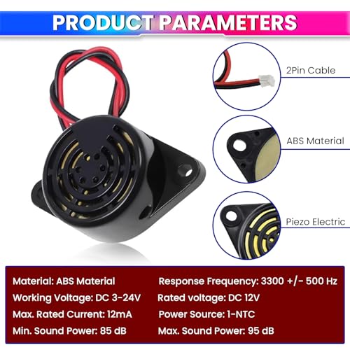 Image of amiciSolar Active Piezo Buzzer for DALY BMS, 95db Electronic Buzzer Alarm DC 3-24V