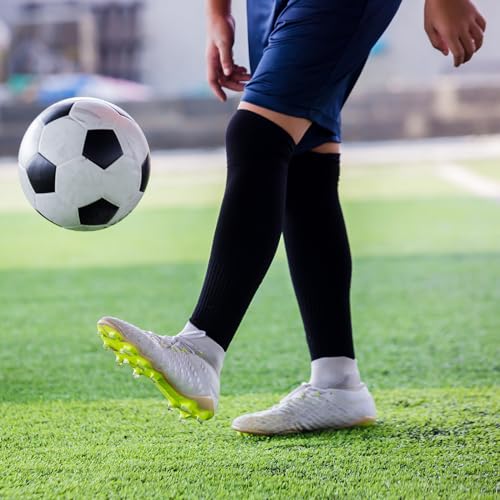 Peaken Football Sock Sleeve, 3 Pair Team Leg Sock Black Sock Sleeve Football for Football Running or Training Beginner (Kids, Black) - Image 4