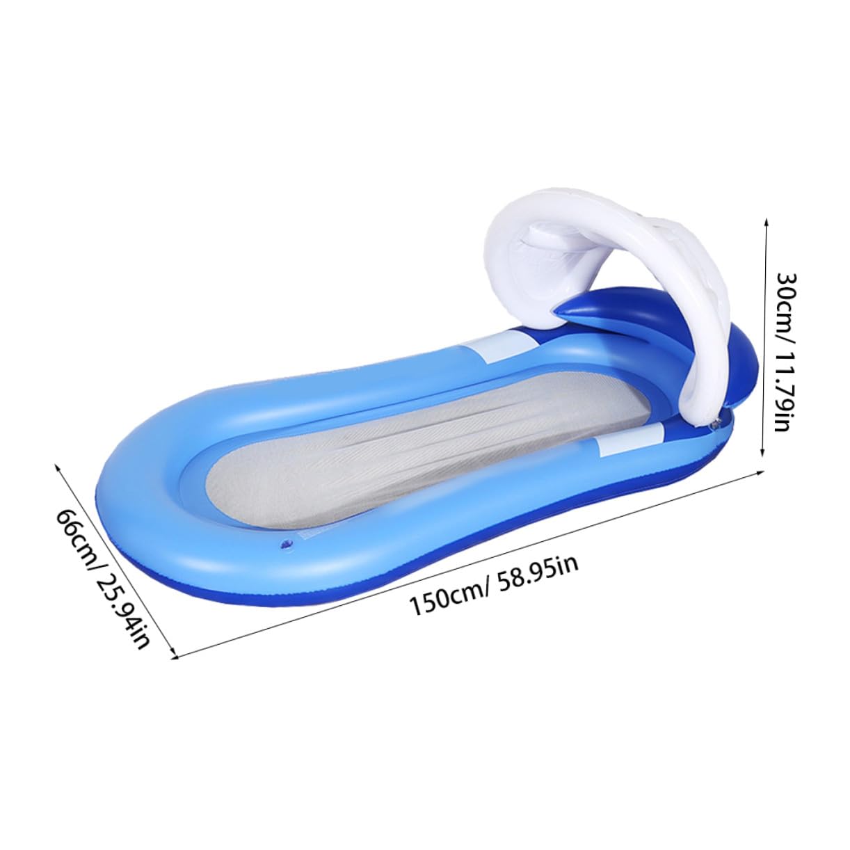 Aufblasbares Schwimmbett mit Sonnendach aus PVC für Erwachsene