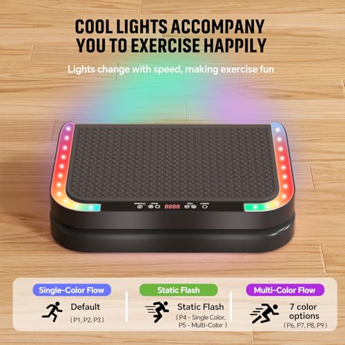Image of Vibration Plate Machine for Lymphatic Flow & Muscle Recovery, Vibration Fitness Platform with Bluetooth & LED Modes, 440 Lb Capacity & 200 Levels for Home Use