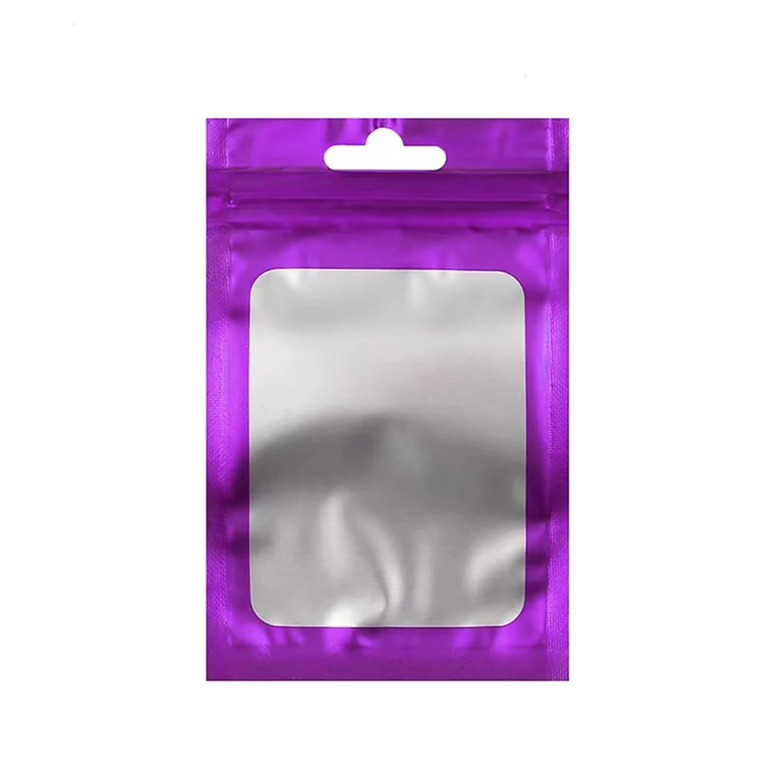 self-sealing bag, Aluminum Foil Flat Lock Bags Pack of 100 with Zip Window Multicolor Multiple Sizes(Purple,7X10CM OTHER)