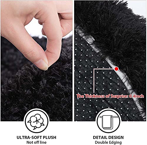 ARLTTH 3er Set Batik Badematten Set Aus Weichem Plüsch, rutschfest, Saugfähig, Badezimmerteppich, U-förmiger Konturteppich Und Toilettendeckelbezug, Waschbar (Schwarz) – Bild 5