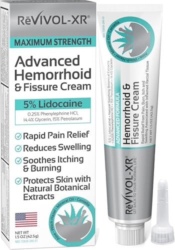 Image of REVIVOL-XR Advanced Hemorrhoid Treatment. 5% Lidocaine + Shrinks + Protects Skin + Aloe + Witch Hazel + Botanicals, External & Internal Use. Most Complete OTC Ointment + Fissure Cream. Made in USA.