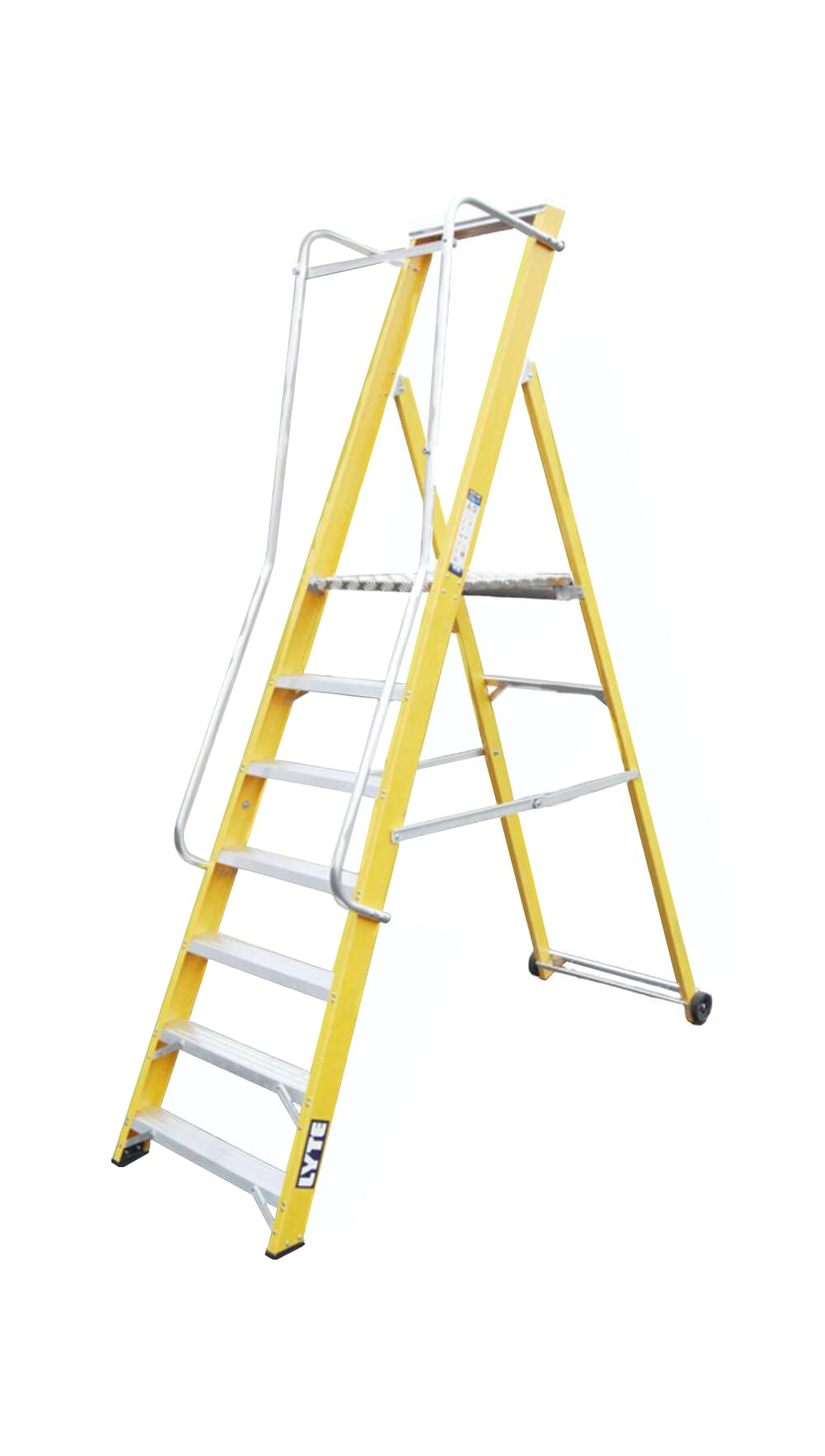 Safety-Optimised: Lyte Glass Fibre Wide Step Ladder With Handrails And Insulation from B&Q
