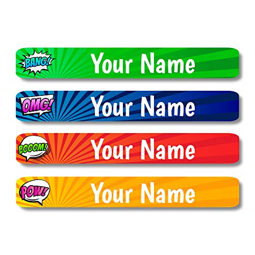 Lovable Labels Personalized Labels For Kids (120 Labels) - Waterproof Dishwasher Safe Peel And Stick Labels Are Great For School Supplies Daycare Camp Bottles (Comic Flash) #TOP24
