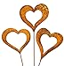 Produktbild Gartenstecker Set Herzen 3 x 60cm Metall Rost Gartendeko Edelrost