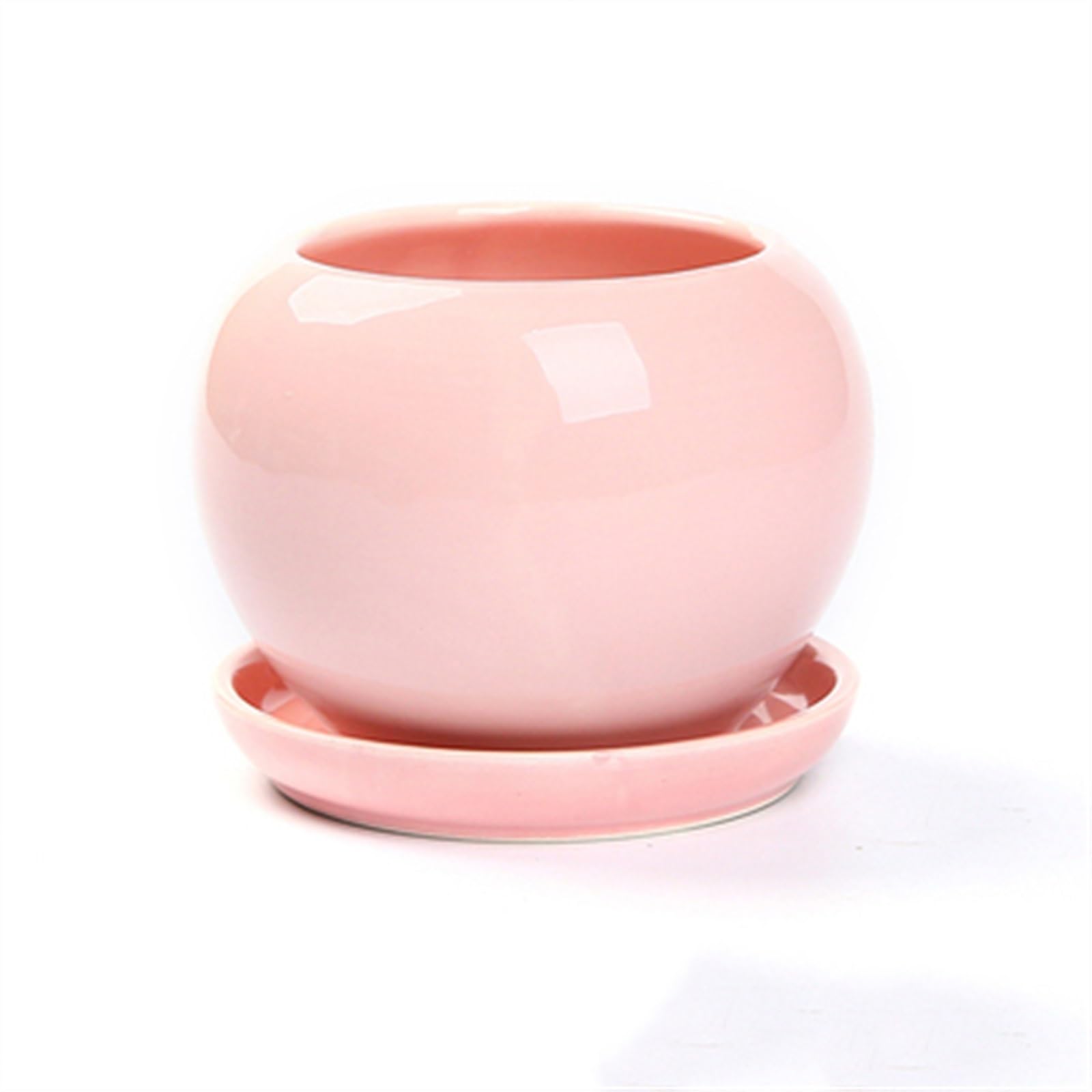 SDGBCXD flowerpot, Cute Round Succulent Plants Plant Cultivation Simple Planters Home Desktop Ornaments(Pink,S)