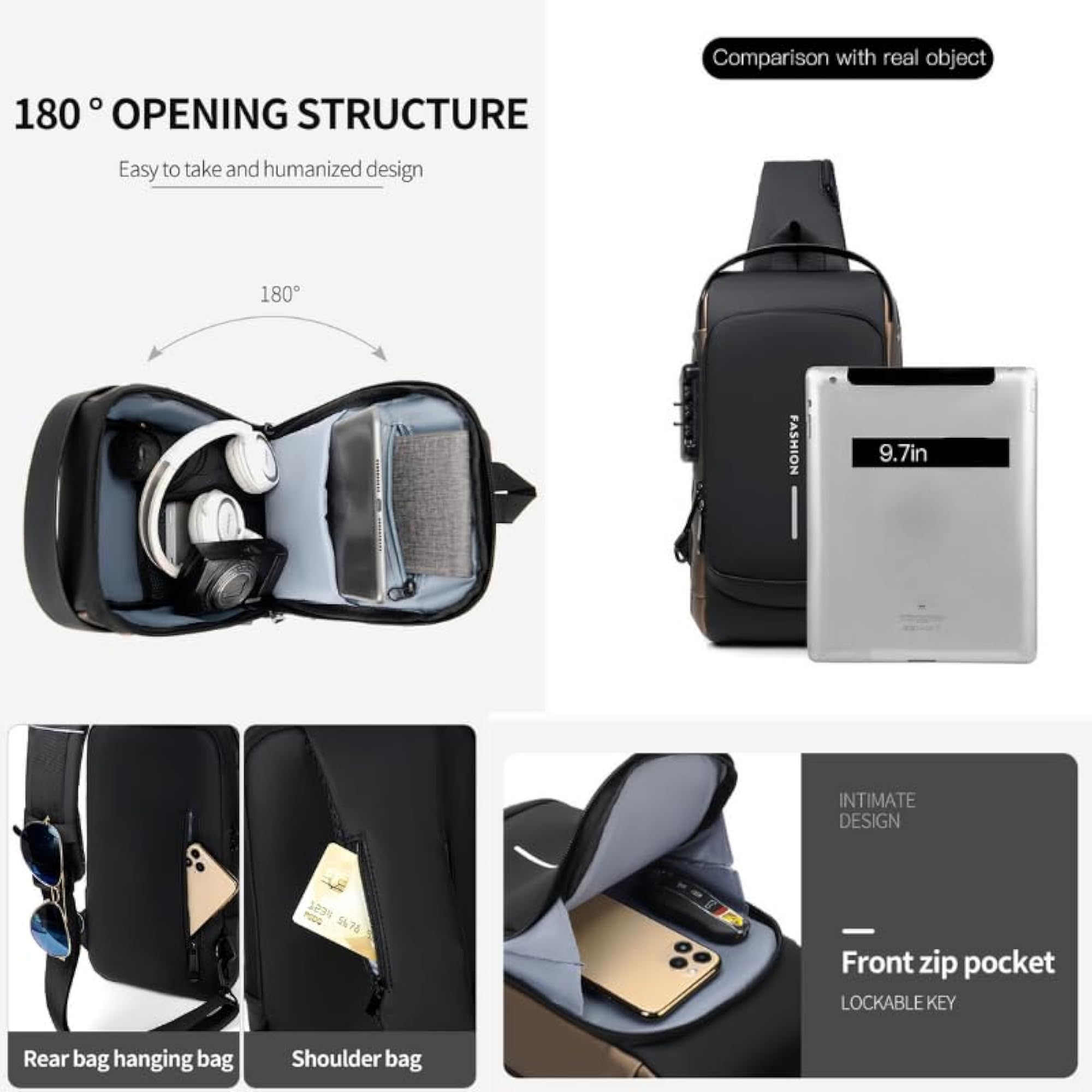 Waterproof Polyester Slim Unisex Crossbody Sling Bag