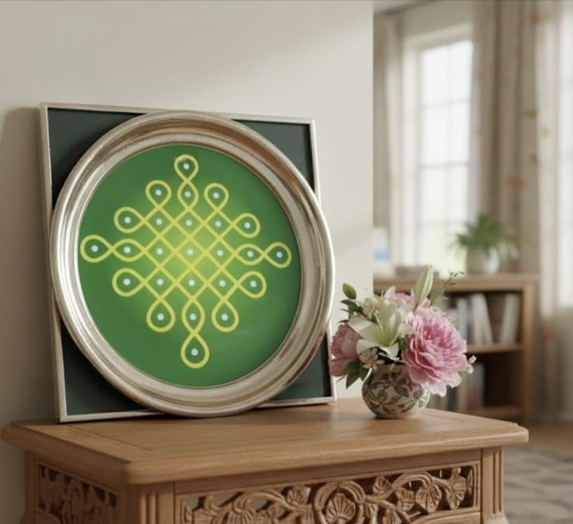 Image of (Pack of 5 Light Weight 8 Inch Brass Sheet Plate | Kolam /Rangoli