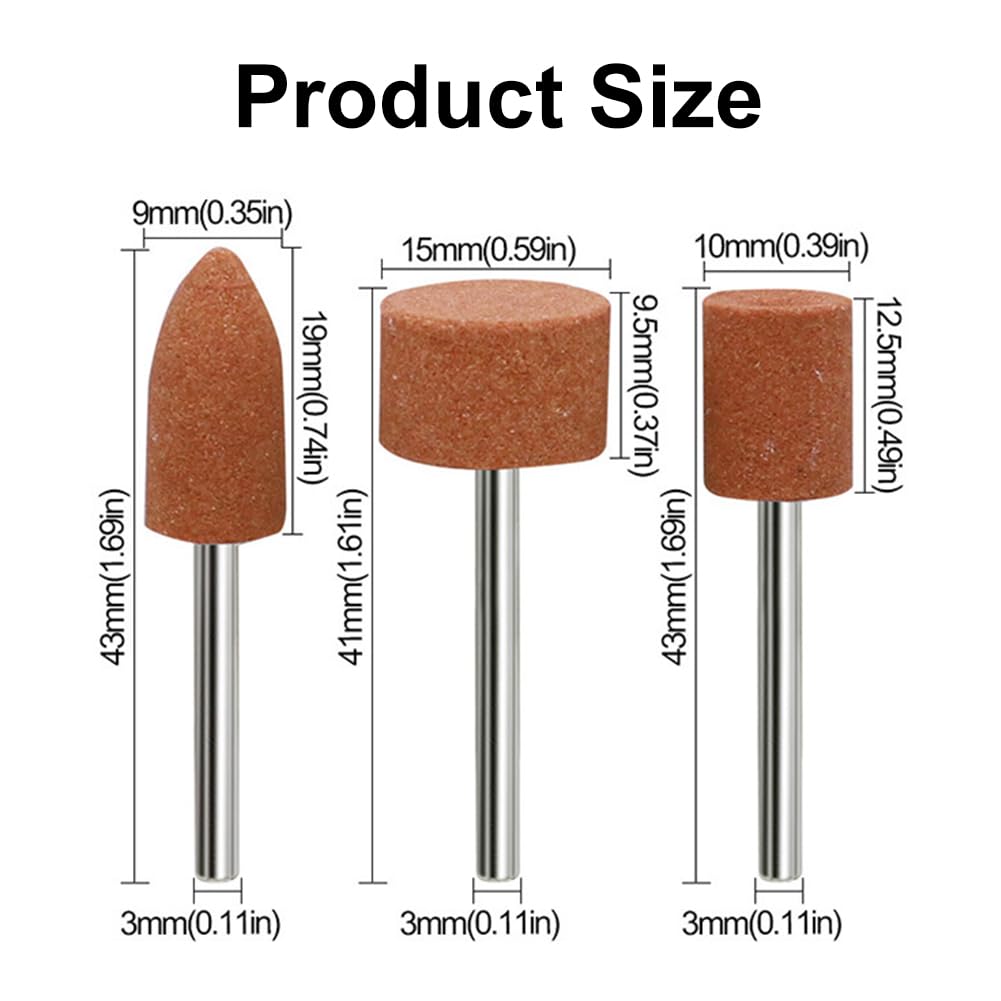 42 Pezzi Punte per Levigatura in Corindone con Testa Di Lucidatura,Set di Punte Abrasive al Corindone,Mandrino Abrasivo con Gambo da 3 mm,Mola con Gambo da 1/8" Per Smerigliare e Affilare Il Metallo