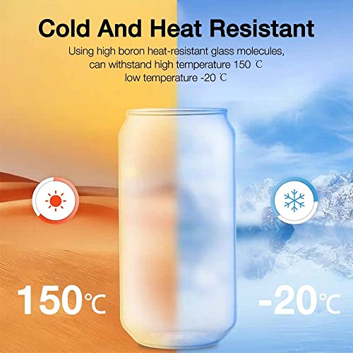 Image of WEZOSHINET Glass with Straw, Smoothie Coffee Beer and Soda Drinking Glass Mug with Straw with can Shape so Delicate to Serve Coffee, Milk, Water and Whisky Beer 500ML (Set of 2)