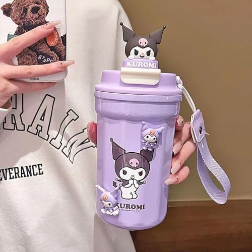 Image of BEHAHAI 480ML Stainless Steel Cartoon Thermal Insulation Cup, Vacuum Insulated Tumbler, Leak Proof, Hot and Cold, for Girls and Boys, Birthday Gift (White)