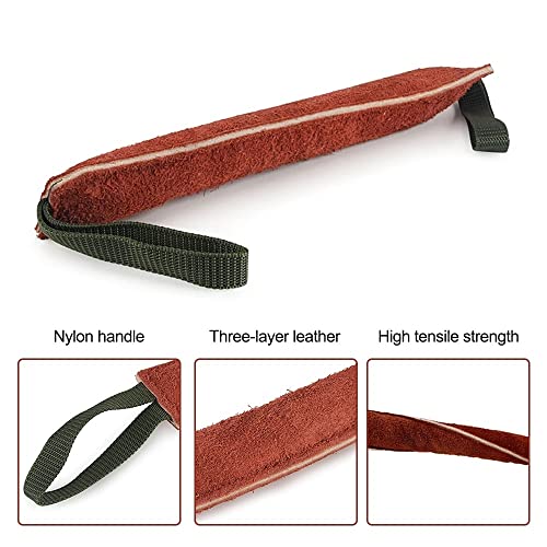DONGKER Beisswurst für Hunde, Leder Hund Zerrspielzeug, 20/30/40 cm Längen, Hundespielzeug mit Nylon Handschlaufe zum Training, Tauziehen und Zerrspiele