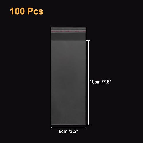 Miniatura 2 de uxcell 100 bolsas transparentes para violonchelo, 3 x 7 pulgadas, de plástico, autoadhesivas, OPP, bolsas de polietileno para embalar galletas,