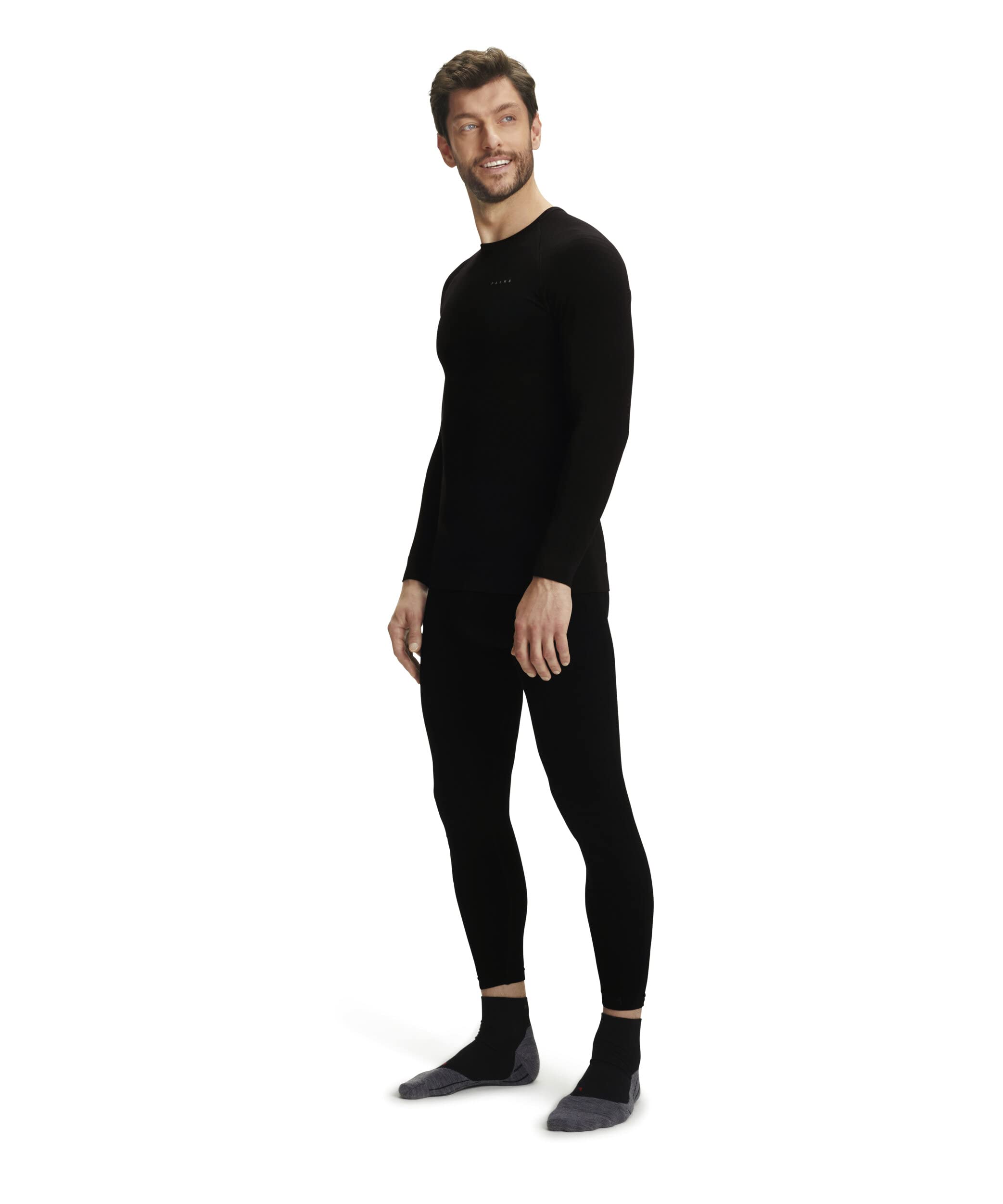 FALKE Mężczyźni Warstwa podstawowa (góra) Maximum Warm Round Neck M L/s Sh materiał funkcyjny szybkoschnące termoaktywne 1 Sztuka, Czarny Black 3000-O, S