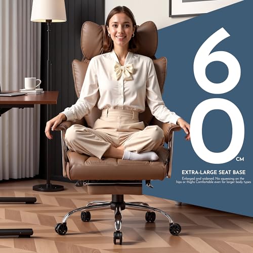 Image of Efomao Big and Tall Office Desk Chair, Brown