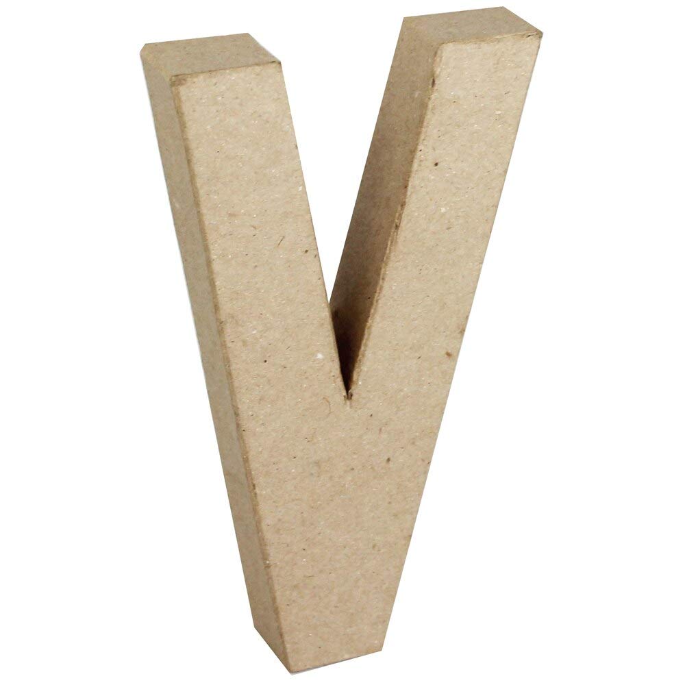 Create Crafts 26621 Creativ 20.5 cm 1-Piece Papier Mache Letter V, Beige