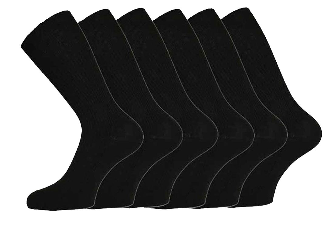 Aler Men's Black 6 X Non Elastic Cotton Socks Big Foot 11/14