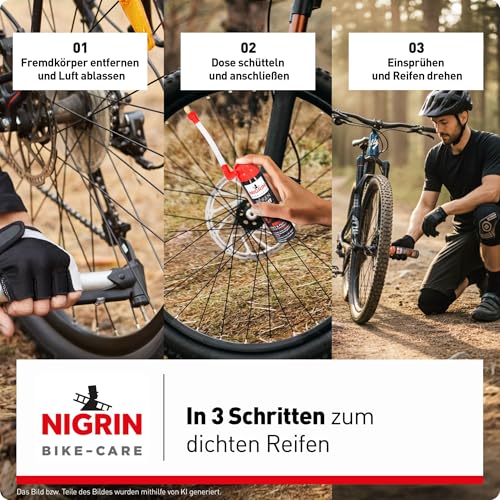 NIGRIN Fahrrad Reifendicht, sofortige Pannenhilfe, geeignet für alle gängingen Ventile, 75 ml – Ansicht 4